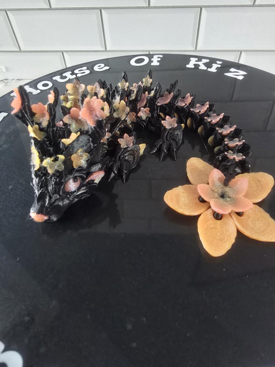 Autumn Cherry Blossom Dragon - Multi-color Large Straw Topper picture