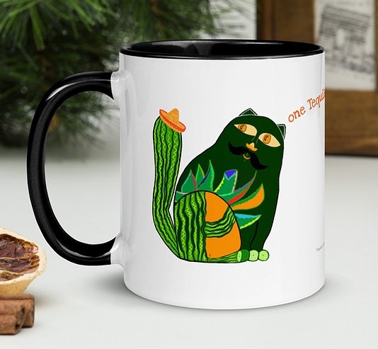 Tequila Cat Mug with Color Inside