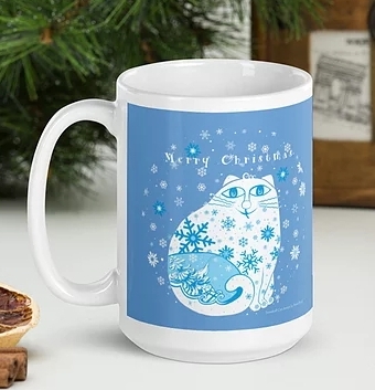 Snowball Cat Mug. Christmas and New Year character