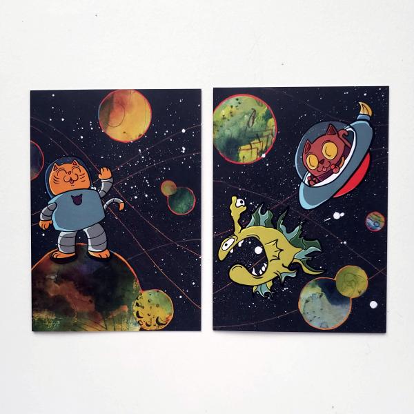 Blank Greeting Card Set - Space Cats SJHxDJH picture