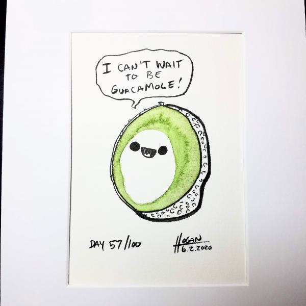 100 Day Project 2020 Day 57 Avocado (Watercolor) picture