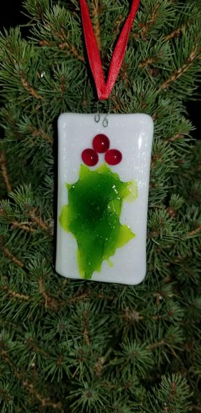 Holly Berries on irridescent white glass picture