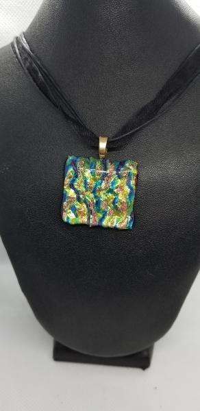 Rainbow ripple dichroic glass pendant picture