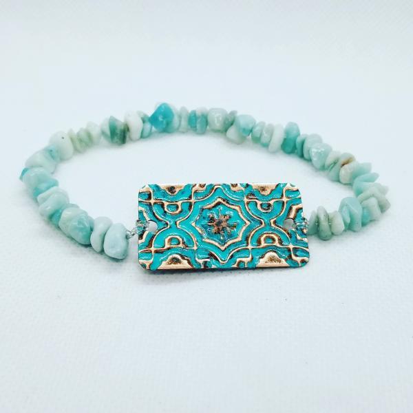Teal Copper and Stone bracelet picture