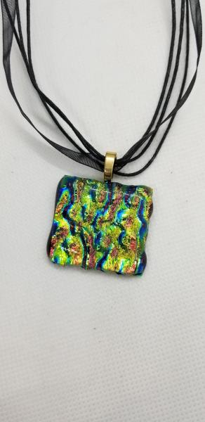 Rainbow ripple dichroic glass pendant picture