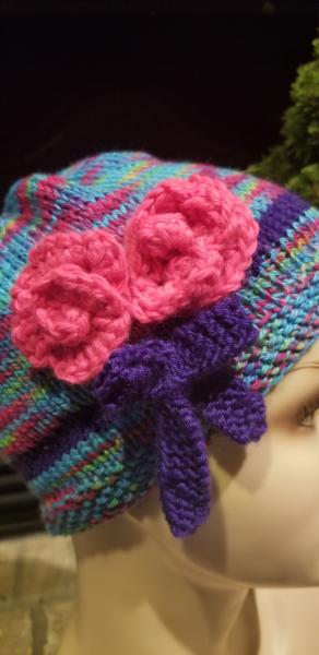 Youth hat with hot pink roses picture