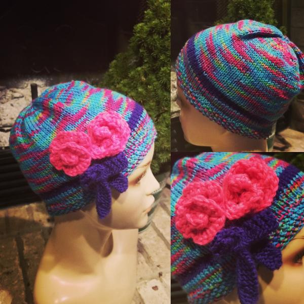 Youth hat with hot pink roses picture