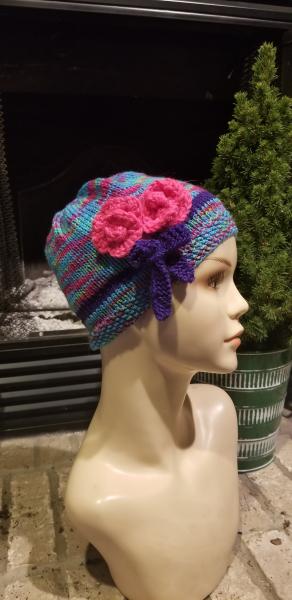 Youth hat with hot pink roses picture