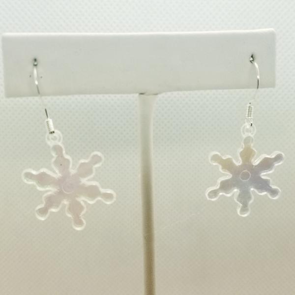 Irridescent snowflake earrings picture