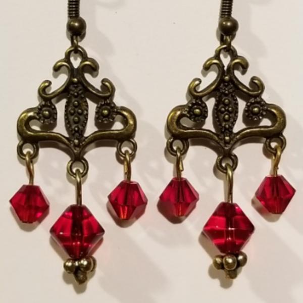 Red Crystal Chandelier earrings picture