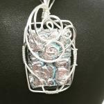 Silver wire wrapped dichroic glass pendant