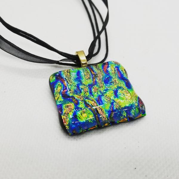 Rainbow ripple dichroic glass pendant