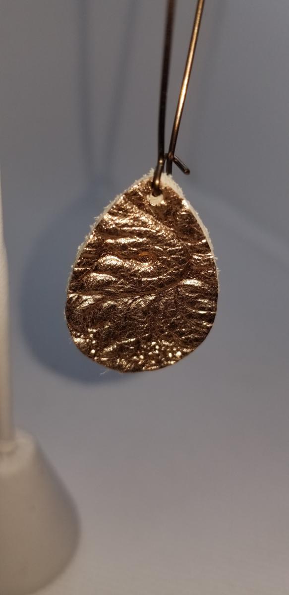 Rose Gold leather french wire earrings picture