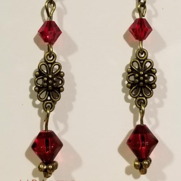 Red Crystal Floret earrings