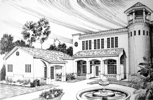 Pen & Ink architectural rendering perspective of your home from your photographs