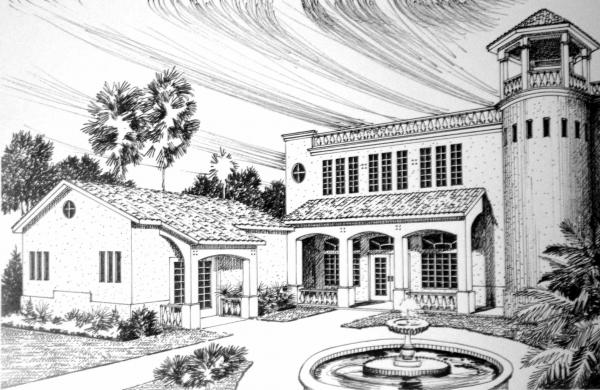 Pen & Ink architectural rendering perspective of your home from your photographs