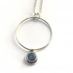 Labradorite Charm on Circle Pendant Necklace