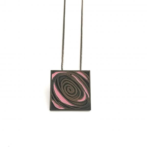 Etched Copper Necklace - Pink picture