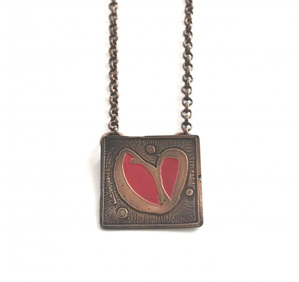 Etched Copper Heart Necklace picture