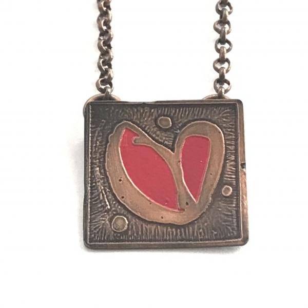 Etched Copper Heart Necklace picture