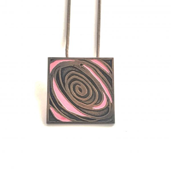 Etched Copper Necklace - Pink picture