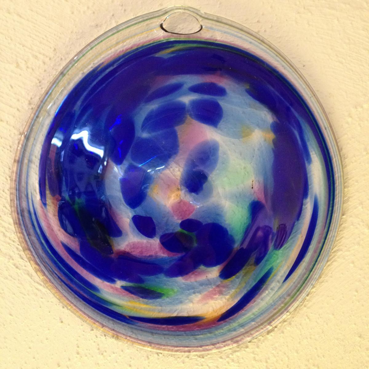 Blown Glass - Rondel - Royal blue pink turq gold mix picture