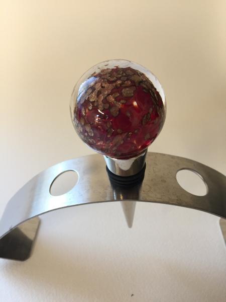 Blown Glass - Bottle Stopper - Red with Adventurine picture