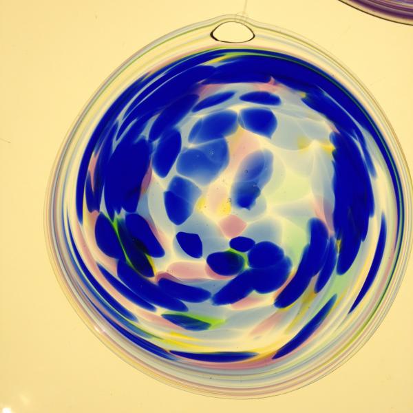 Blown Glass - Rondel - Royal blue pink turq gold mix picture