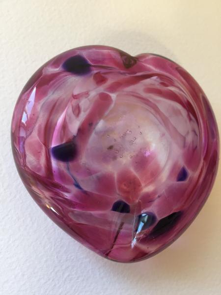 Blown Glass - Heart - pink white purple picture