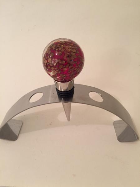 Blown Glass - Bottle Stopper - Red with Adventurine