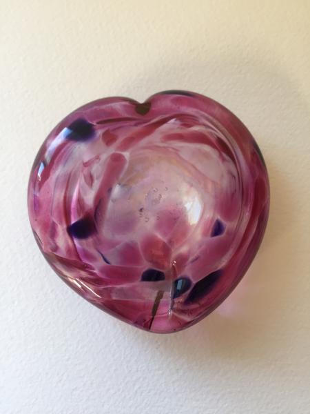 Blown Glass - Heart - pink white purple picture