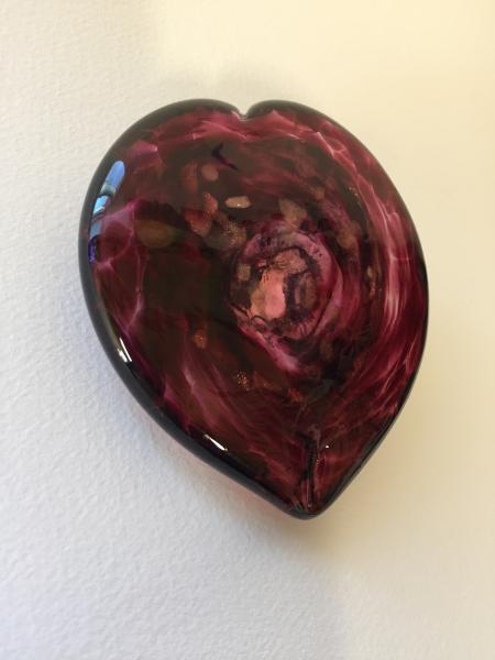 Blown Glass Heart - Fuschia with Adventurine picture