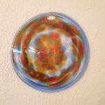 Blown Glass - Rondel - Blue gold pink mix