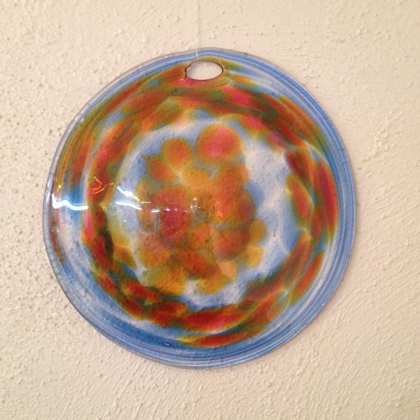 Blown Glass - Rondel - Blue gold pink mix picture