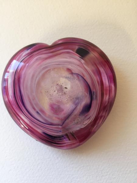 Blown Glass - Heart - pink white purple picture