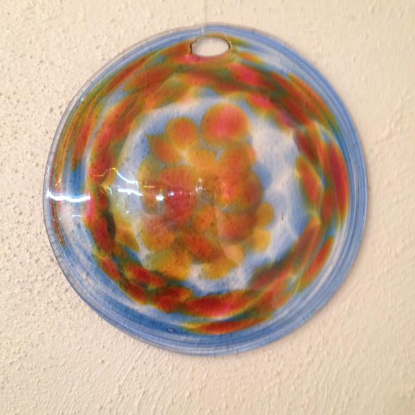 Blown Glass - Rondel - Blue gold pink mix picture