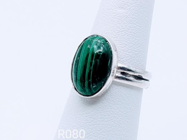 Malachite set in Sterling Silver size 7