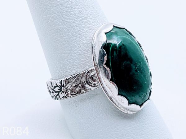 Malachite set in Sterling Silver size 9 1/2