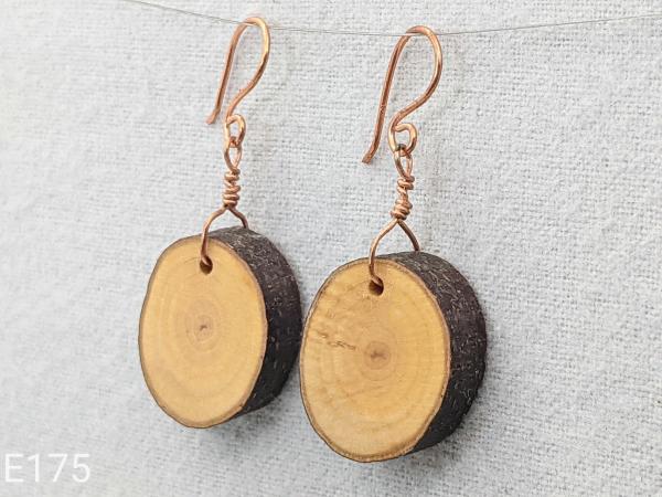 Birch wood slices on Copper earrings