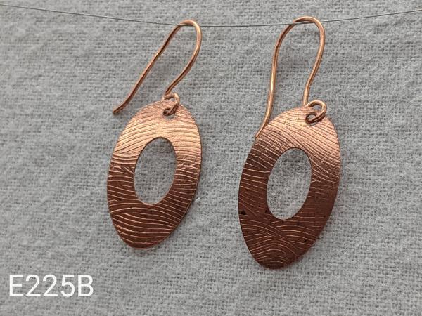 Textured oval copper earrings