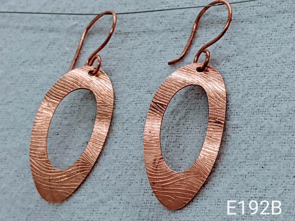 Textured oval copper earrings