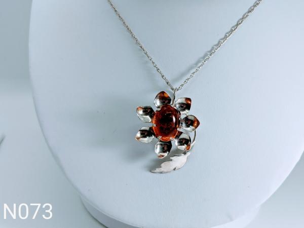 Amber set in sterling silver necklace
