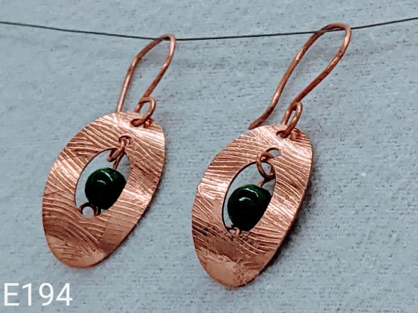 Textured copper earrings with Quartzite beads