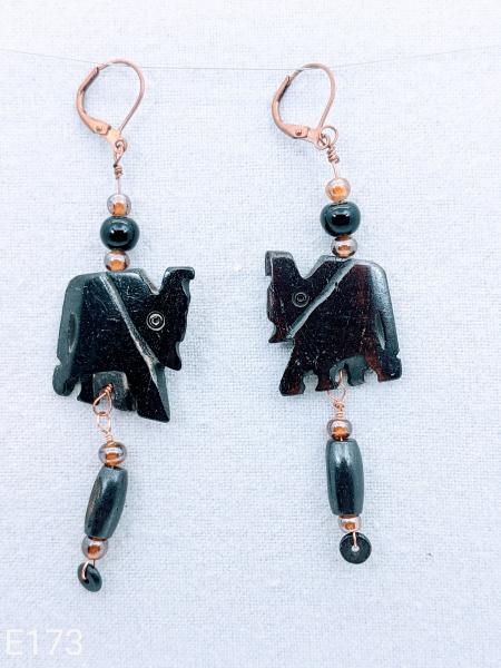 Elephants on copper earrings