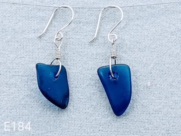 Tumbled blue glass in Sterling Silver wire