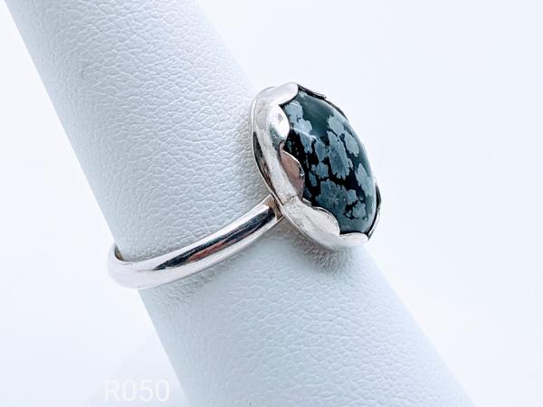 Snowflake Obsidian set in Sterling Silver size 7 1/2