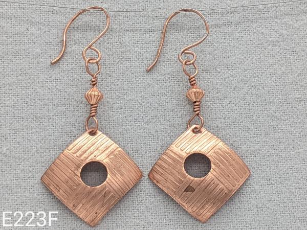 Textured cupped square copper with circular cutout