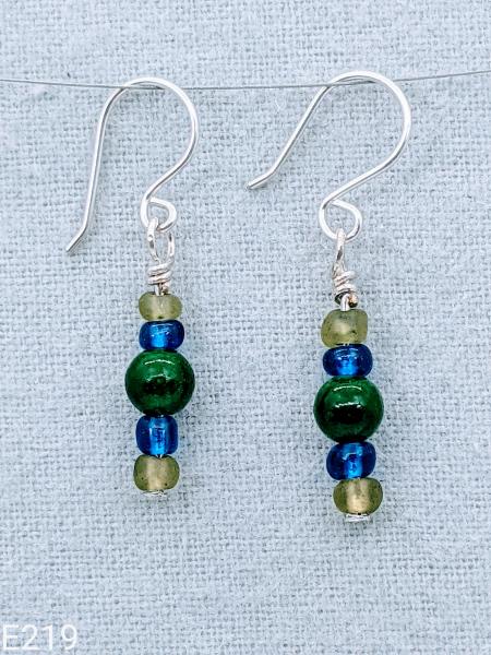 Green Quart and glass on Sterling Silver