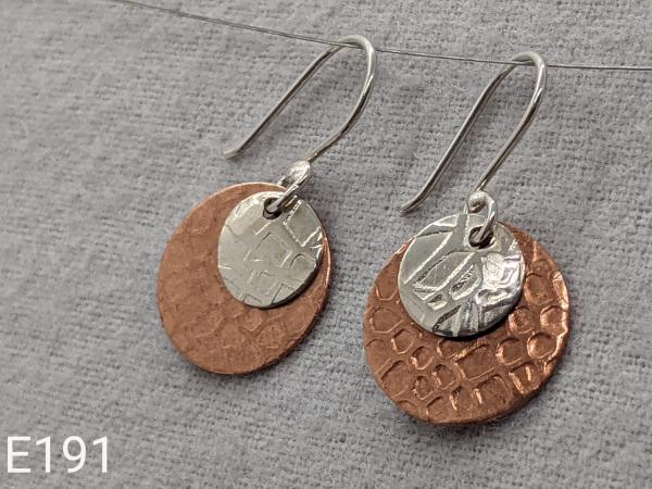 Textured Copper and Silver earrings