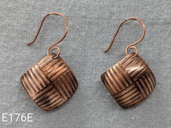 Square textured copper with patina